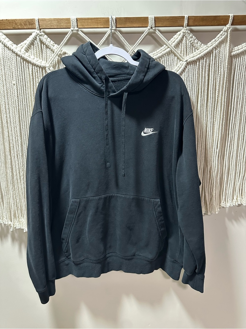 Nike Women's Black Pullover Hoodie with White Swoosh